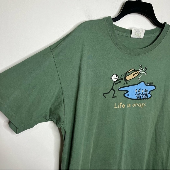 Life is Crap men’s funny t-shirt green golf size XXL - Picture 1 of 7